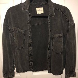 Charcoal Cropped Button Down